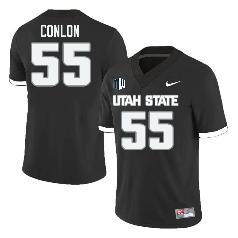 Utah State Aggies #55 Emerson Conlon College Football Jerseys Stitched-Black